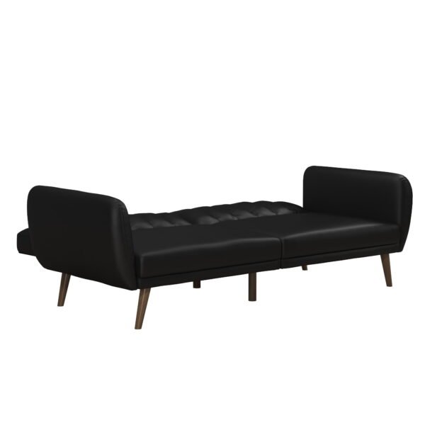Futon Sofa Bed and Couch Sleeper, Black Faux Leather - Image 7