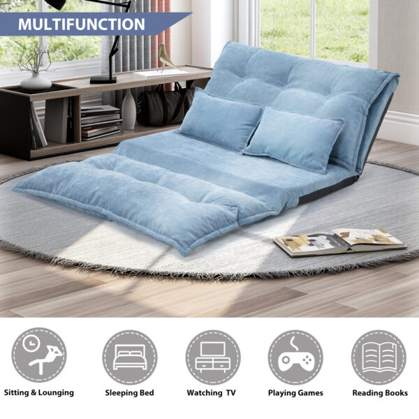 Lazy Sofa Adjustable Folding Futon Sofa Video Gaming Sofa with Two Pillows - Image 6