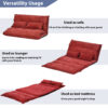Lazy Sofa Adjustable Folding Futon Sofa Video Gaming Sofa with Two Pillows - Image 7