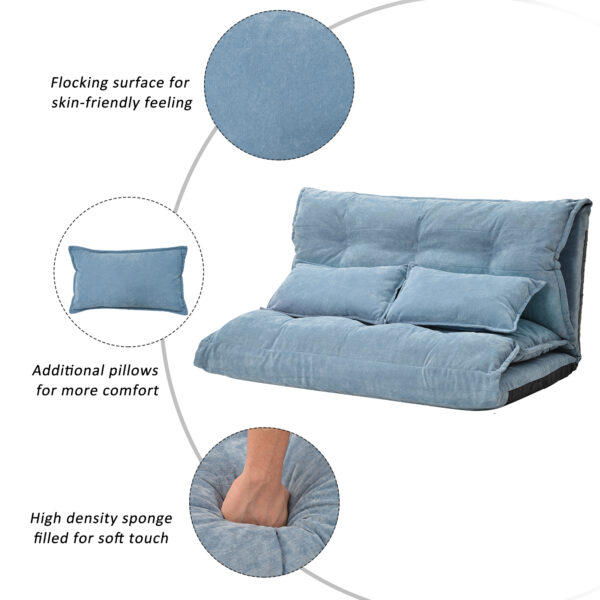 Lazy Sofa Adjustable Folding Futon Sofa Video Gaming Sofa with Two Pillows - Image 9