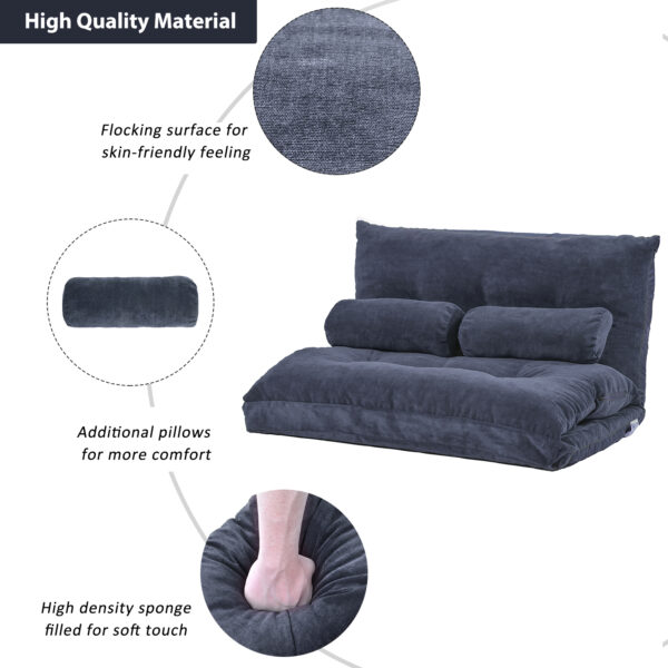 Lazy Sofa Adjustable Folding Futon Sofa Video Gaming Sofa with Two Pillows - Image 7