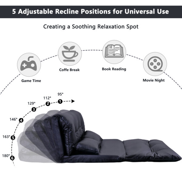 Lazy Sofa Adjustable Folding Futon Sofa Video Gaming Sofa with Two Pillows - Image 4