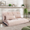 Lazy Sofa Adjustable Folding Futon Sofa Video Gaming Sofa with Two Pillows - Image 3