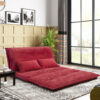 Lazy Sofa Adjustable Folding Futon Sofa Video Gaming Sofa with Two Pillows - Image 2