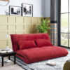 Lazy Sofa Adjustable Folding Futon Sofa Video Gaming Sofa with Two Pillows - Image 3