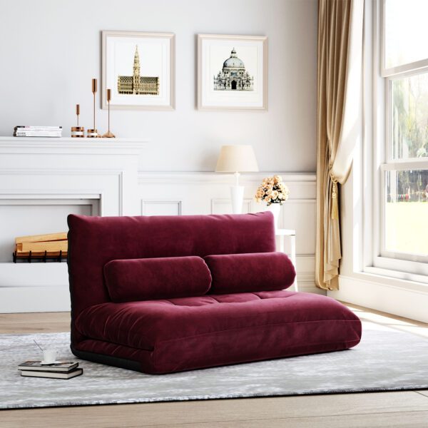 Lazy Sofa Adjustable Folding Futon Sofa Video Gaming Sofa with Two Pillows - Image 2