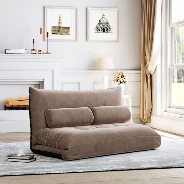 Lazy Sofa Adjustable Folding Futon Sofa Video Gaming Sofa with Two Pillows - Image 2