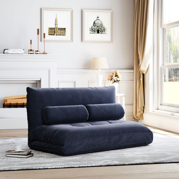Lazy Sofa Adjustable Folding Futon Sofa Video Gaming Sofa with Two Pillows - Image 2
