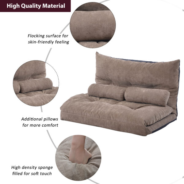 Lazy Sofa Adjustable Folding Futon Sofa Video Gaming Sofa with Two Pillows - Image 5