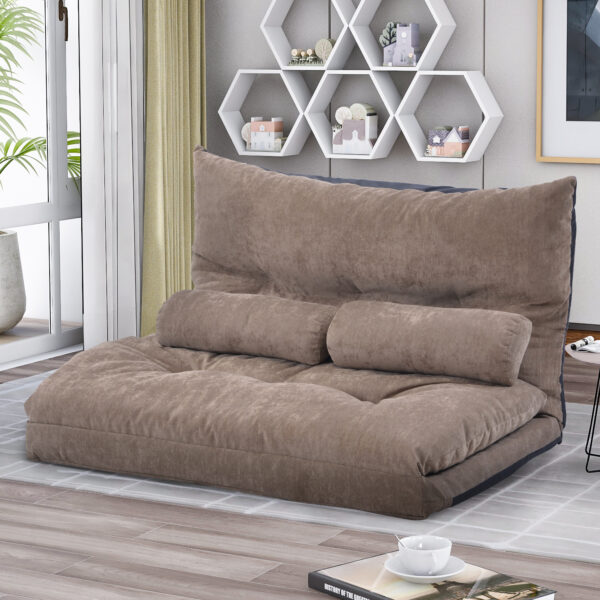 Lazy Sofa Adjustable Folding Futon Sofa Video Gaming Sofa with Two Pillows - Image 3