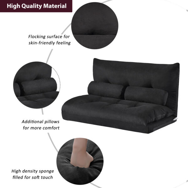 Lazy Sofa Adjustable Folding Futon Sofa Video Gaming Sofa with Two Pillows - Image 6