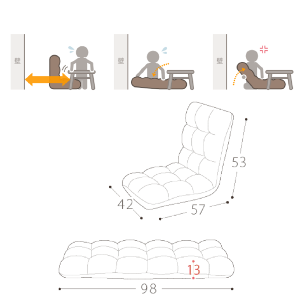 Modern Folding Lounge Chaise for Living Room and Bedroom,5 Reclining Position, djustable Foldable Modern Leisure Sofa  Video Gaming Sofa - Image 4