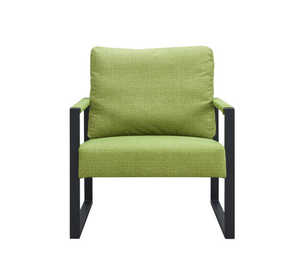 Fiber cloth armchair Metal frame upholstered back and cushion sofa chair living room (light fiber cloth + metal + foam)