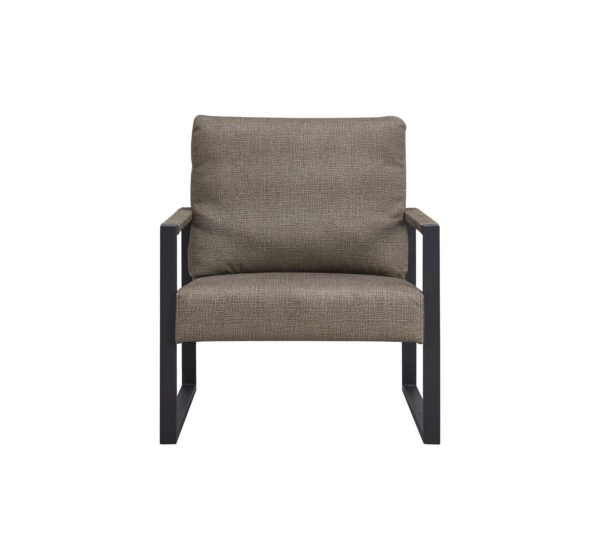 Fiber cloth armchair Metal frame upholstered back and cushion sofa chair living room (light fiber cloth + metal + foam)