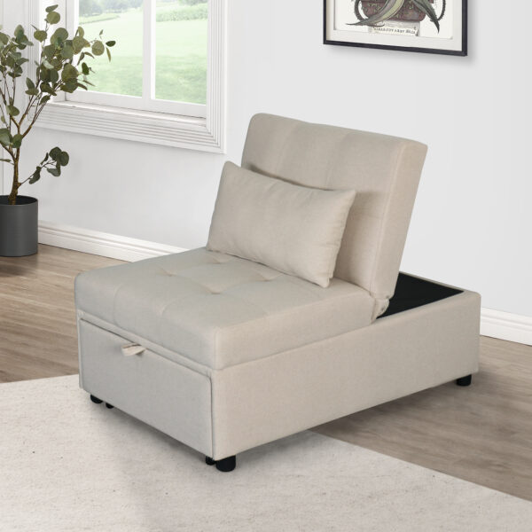 Folding Ottoman Sofa Bed   Beige