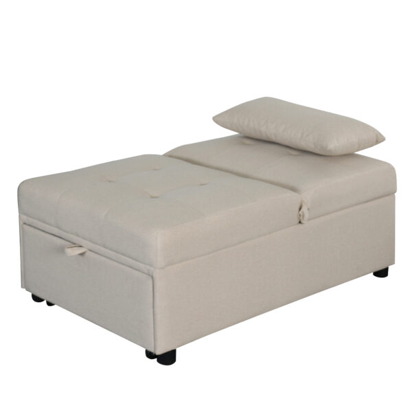 Folding Ottoman Sofa Bed   Beige - Image 5