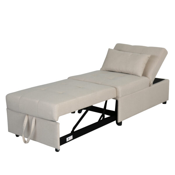 Folding Ottoman Sofa Bed   Beige - Image 9