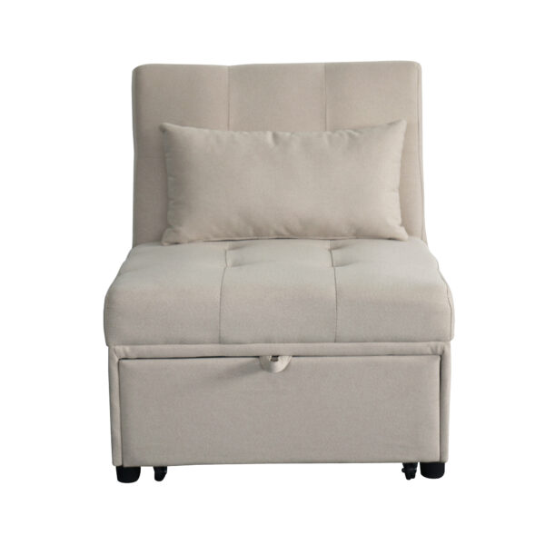 Folding Ottoman Sofa Bed   Beige - Image 2