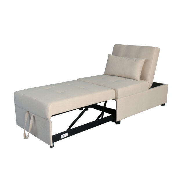 Folding Ottoman Sofa Bed   Beige - Image 6