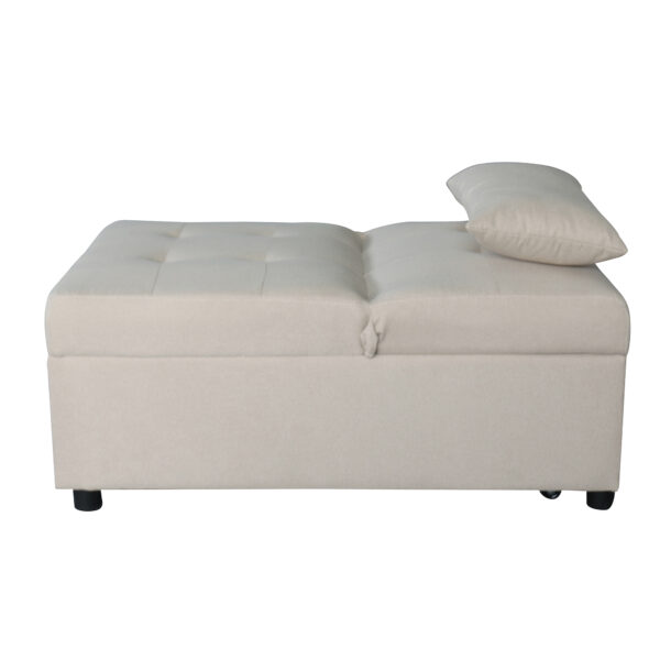 Folding Ottoman Sofa Bed   Beige - Image 4