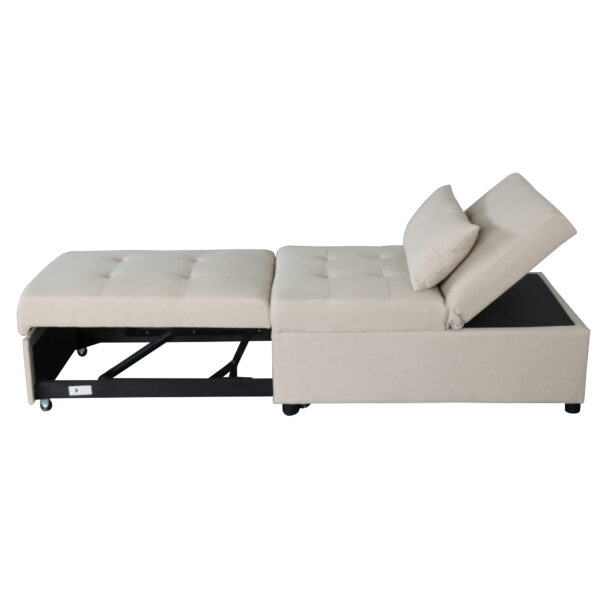 Folding Ottoman Sofa Bed   Beige - Image 8