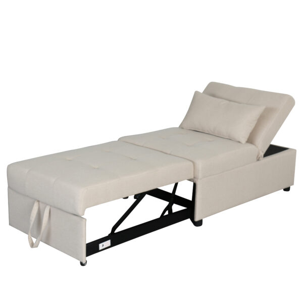 Folding Ottoman Sofa Bed   Beige - Image 7