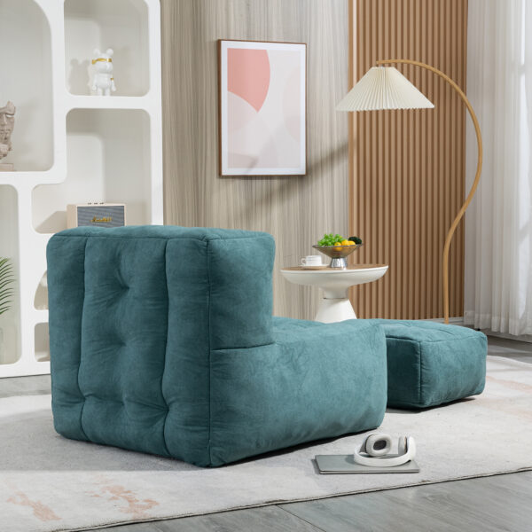 Fluffy bean bag chair, comfortable bean bag for adults and children, super soft lazy sofa chair with memory foam and ottoman, indoor modern focus bean bag chair for living room, bedroom, apartment - Image 3