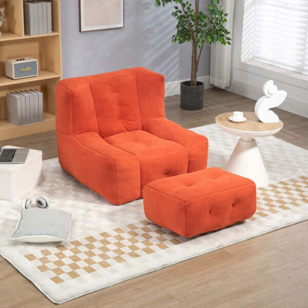 Fluffy bean bag chair, comfortable bean bag for adults and children, super soft lazy sofa chair with memory foam and ottoman, indoor modern focus bean bag chair for living room, bedroom, apartment - Image 2
