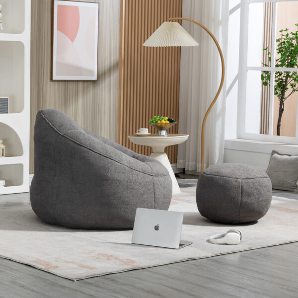 Bedding Bean Bag Sofa Chair High Pressure Foam Bean Bag Chair Adult Material with Padded Foam Padding Compressed Bean Bag With Footrest - Image 3
