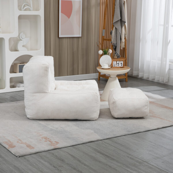 Fluffy bean bag chair, comfortable bean bag for adults and children, super soft lazy sofa chair with memory foam and ottoman, indoor modern focus bean bag chair for living room, bedroom, apartment - Image 4