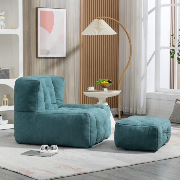 Fluffy bean bag chair, comfortable bean bag for adults and children, super soft lazy sofa chair with memory foam and ottoman, indoor modern focus bean bag chair for living room, bedroom, apartment - Image 4