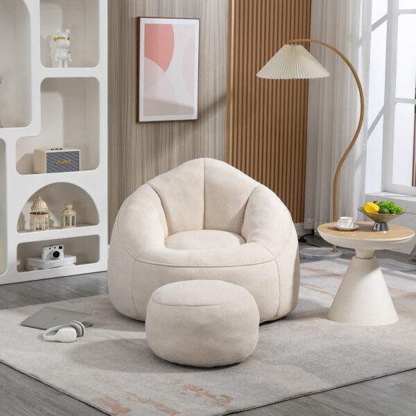 Bedding Bean Bag Sofa Chair High Pressure Foam Bean Bag Chair Adult Material with Padded Foam Padding Compressed Bean Bag With Footrest - Image 2