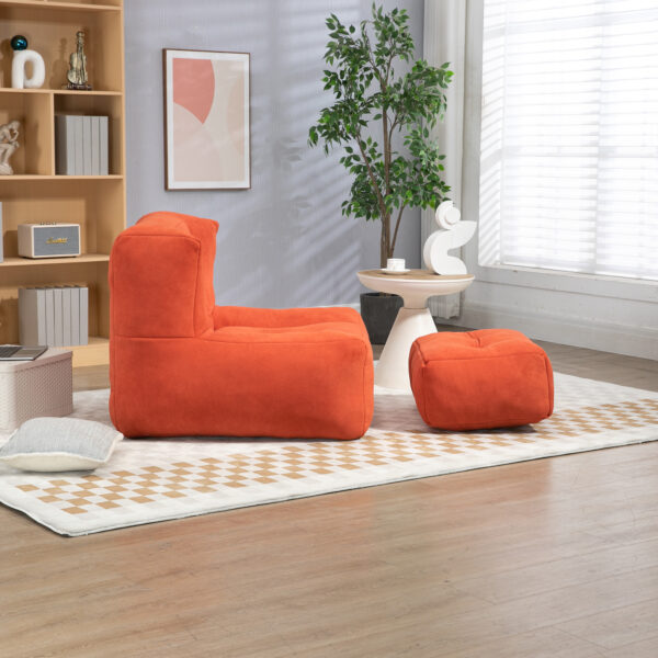 Fluffy bean bag chair, comfortable bean bag for adults and children, super soft lazy sofa chair with memory foam and ottoman, indoor modern focus bean bag chair for living room, bedroom, apartment - Image 3