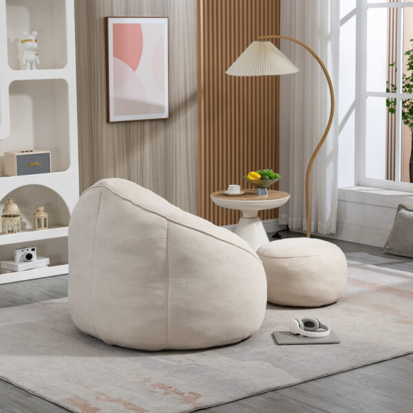 Bedding Bean Bag Sofa Chair High Pressure Foam Bean Bag Chair Adult Material with Padded Foam Padding Compressed Bean Bag With Footrest - Image 4