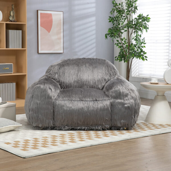 Bean bag chair lazy long hair sofa bean bag chair adult, teen high density foam filled modern focus chair comfortable living room, bedroom chair - Image 2