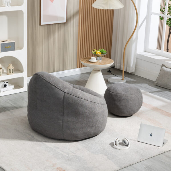 Bedding Bean Bag Sofa Chair High Pressure Foam Bean Bag Chair Adult Material with Padded Foam Padding Compressed Bean Bag With Footrest - Image 4