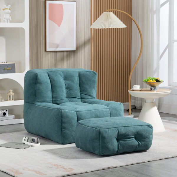 Fluffy bean bag chair, comfortable bean bag for adults and children, super soft lazy sofa chair with memory foam and ottoman, indoor modern focus bean bag chair for living room, bedroom, apartment - Image 2