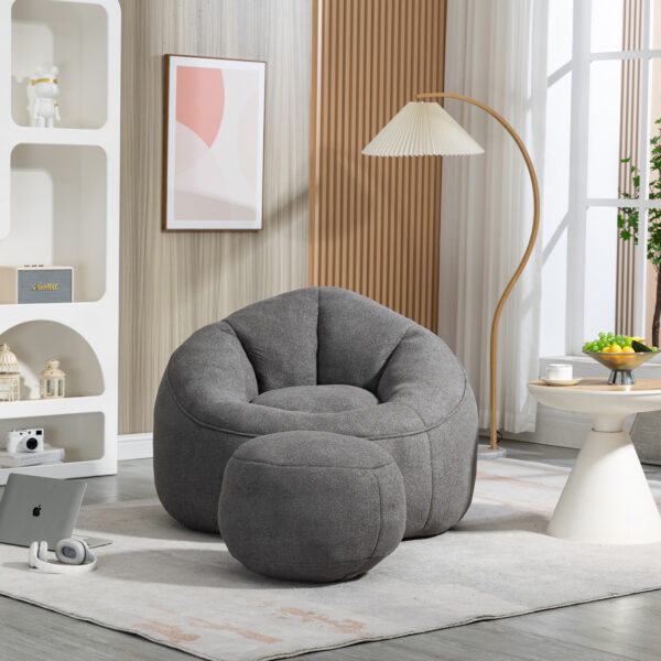 Bedding Bean Bag Sofa Chair High Pressure Foam Bean Bag Chair Adult Material with Padded Foam Padding Compressed Bean Bag With Footrest - Image 2
