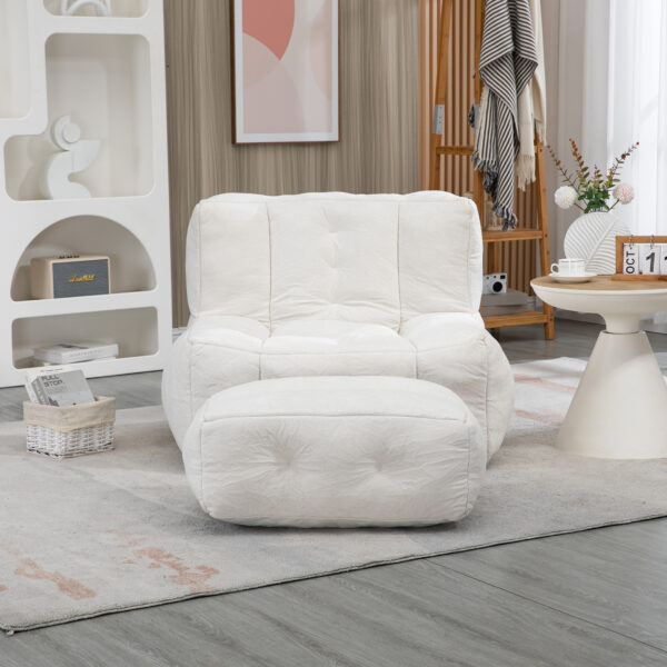 Fluffy bean bag chair, comfortable bean bag for adults and children, super soft lazy sofa chair with memory foam and ottoman, indoor modern focus bean bag chair for living room, bedroom, apartment - Image 3