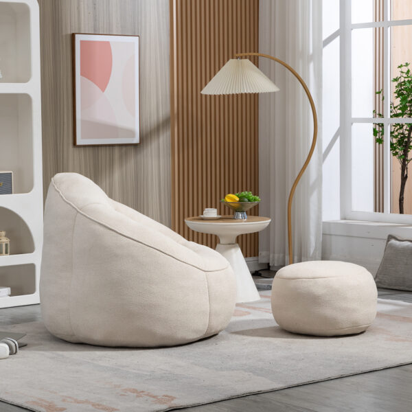 Bedding Bean Bag Sofa Chair High Pressure Foam Bean Bag Chair Adult Material with Padded Foam Padding Compressed Bean Bag With Footrest - Image 3