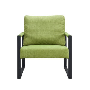 Fiber cloth armchair Metal frame upholstered back and cushion sofa chair living room (light fiber cloth + metal + foam)