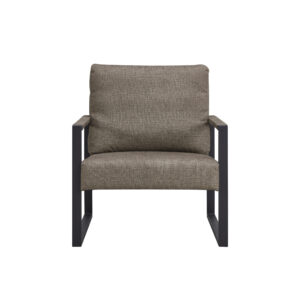 Fiber cloth armchair Metal frame upholstered back and cushion sofa chair living room (light fiber cloth + metal + foam)