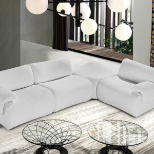 White Sherpa Sofa Cushion Couch Comfiy with Ottom for Living Room, Solid wood frame, removeable and magnetic-iron arm for each seat, free combine L Shaped Lambswool Sectional
