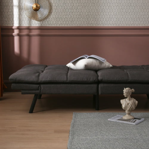 Convertible Futon Sofa Bed,Modern Folding Sleeper Sofa Couch with Adjustable Armrest and Backrest,Leisure Sofa Bed for Living Room Apartment Dorm, Dark Gray - 图片 2