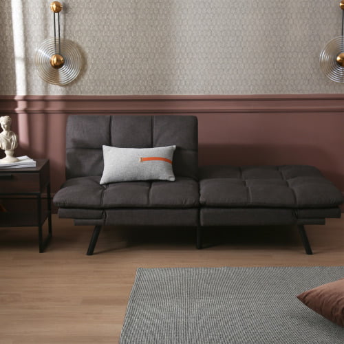 Convertible Futon Sofa Bed,Modern Folding Sleeper Sofa Couch with Adjustable Armrest and Backrest,Leisure Sofa Bed for Living Room Apartment Dorm, Dark Gray - 图片 3